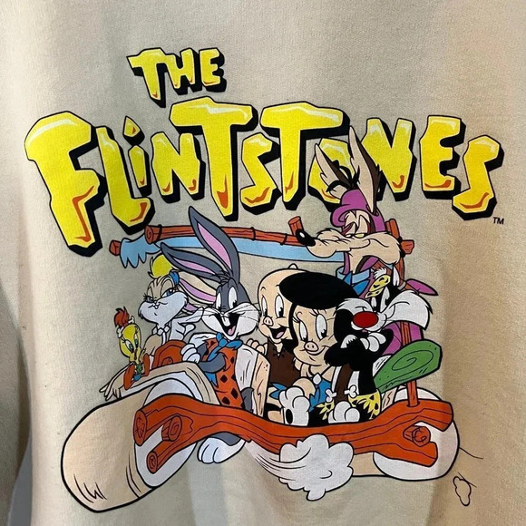 WB 100 Flintstones Graphic Pullover Crewneck Sweatshirt Size XL Colorful Cartoon - Picture 3 of 6